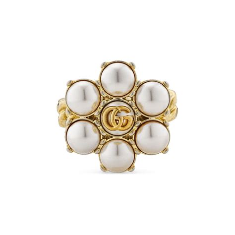 gucci pearl double g ring|gucci turquoise ring.